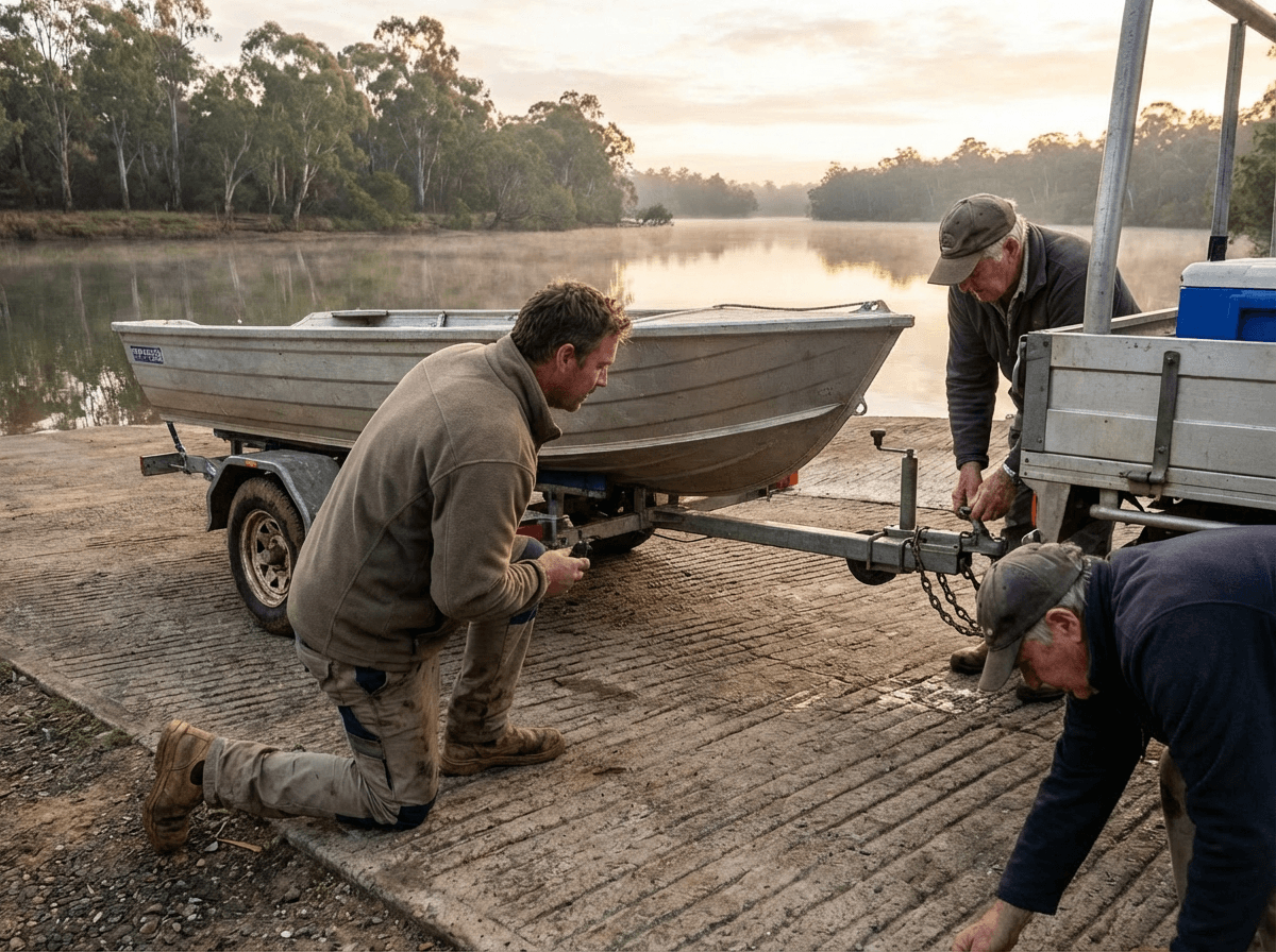 Setting Up Boat Trailer on Ramp