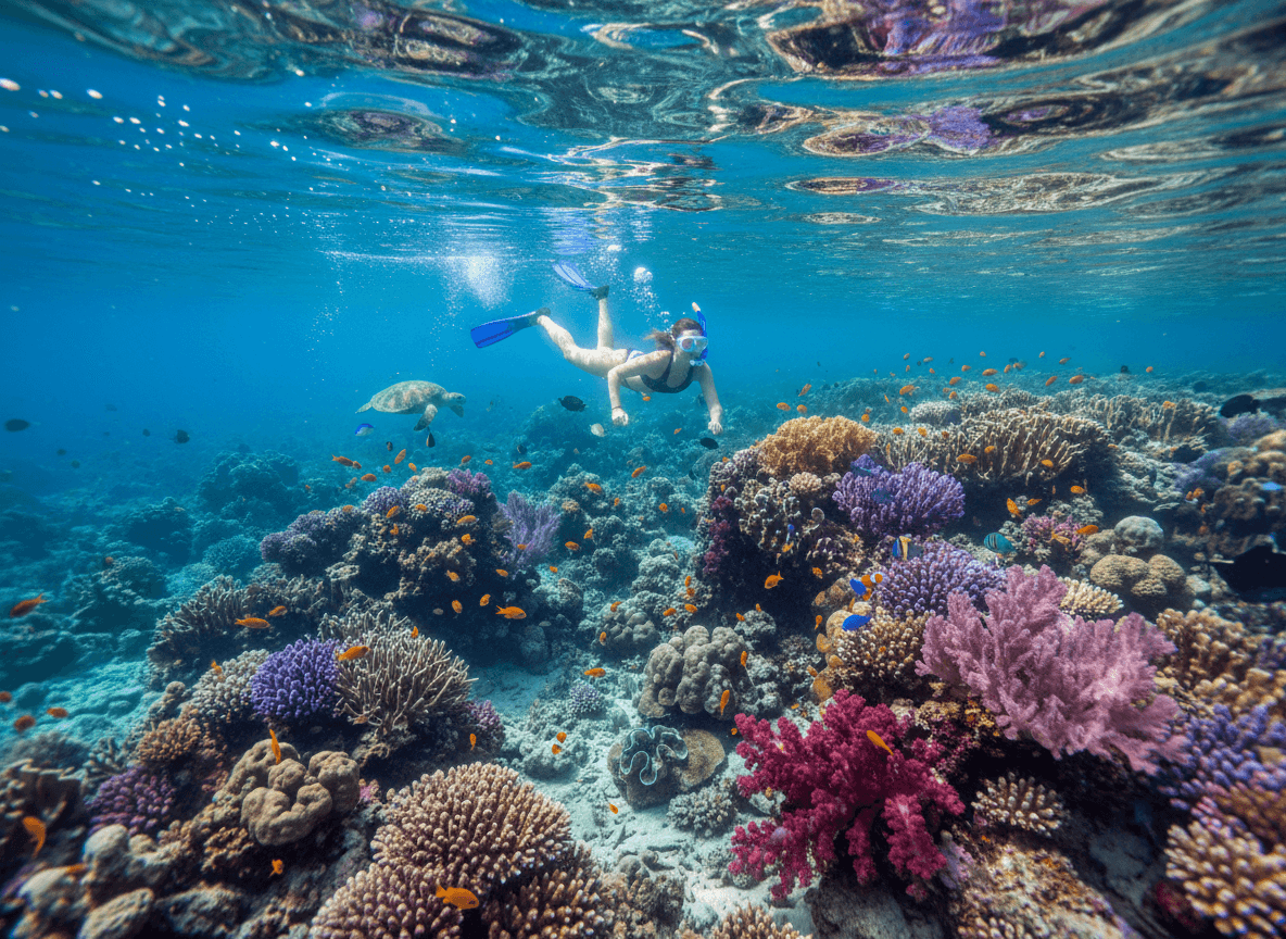 Snorkeling the Great Barrier Reef from Whitsundays
