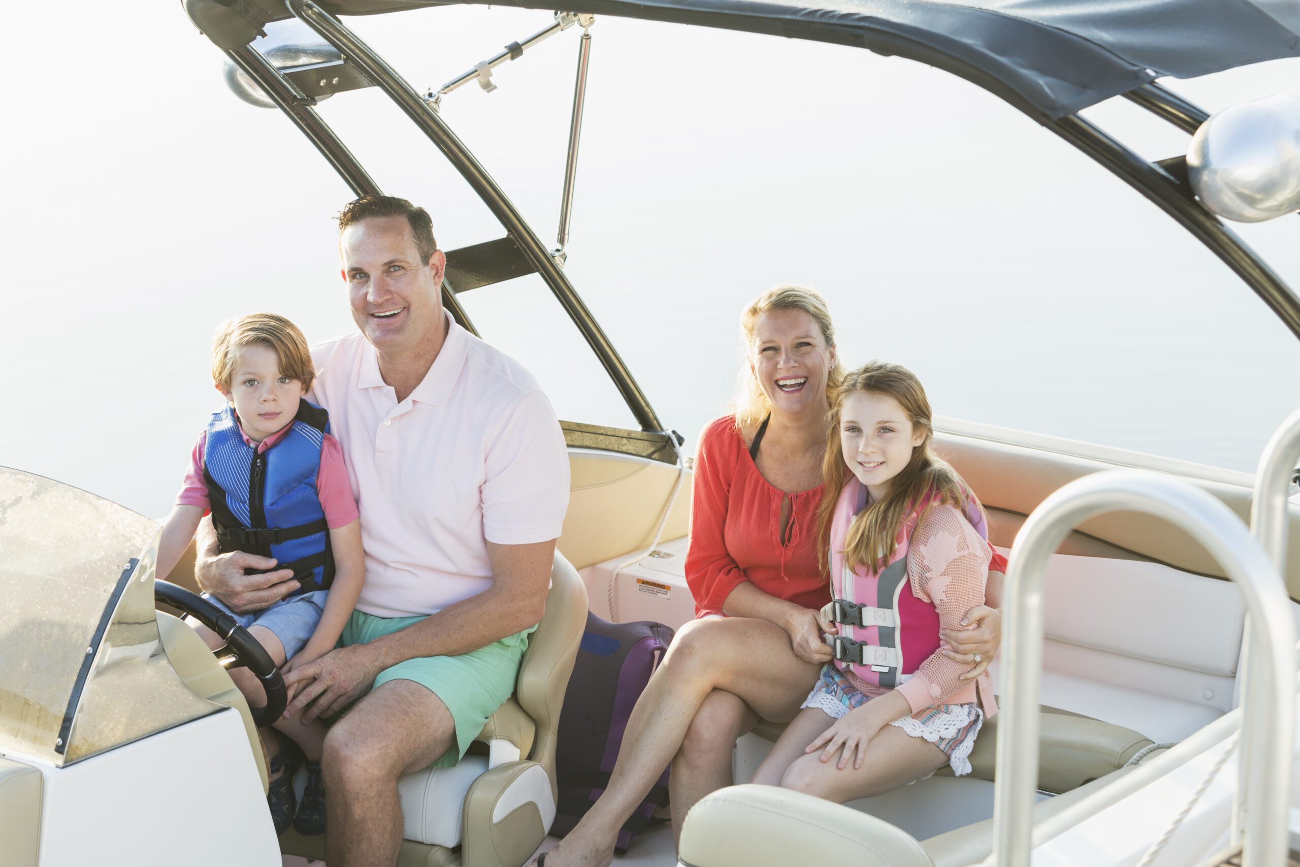 Family on rental boat