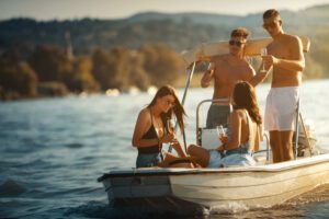 Friends Enjoying a Hire Boat