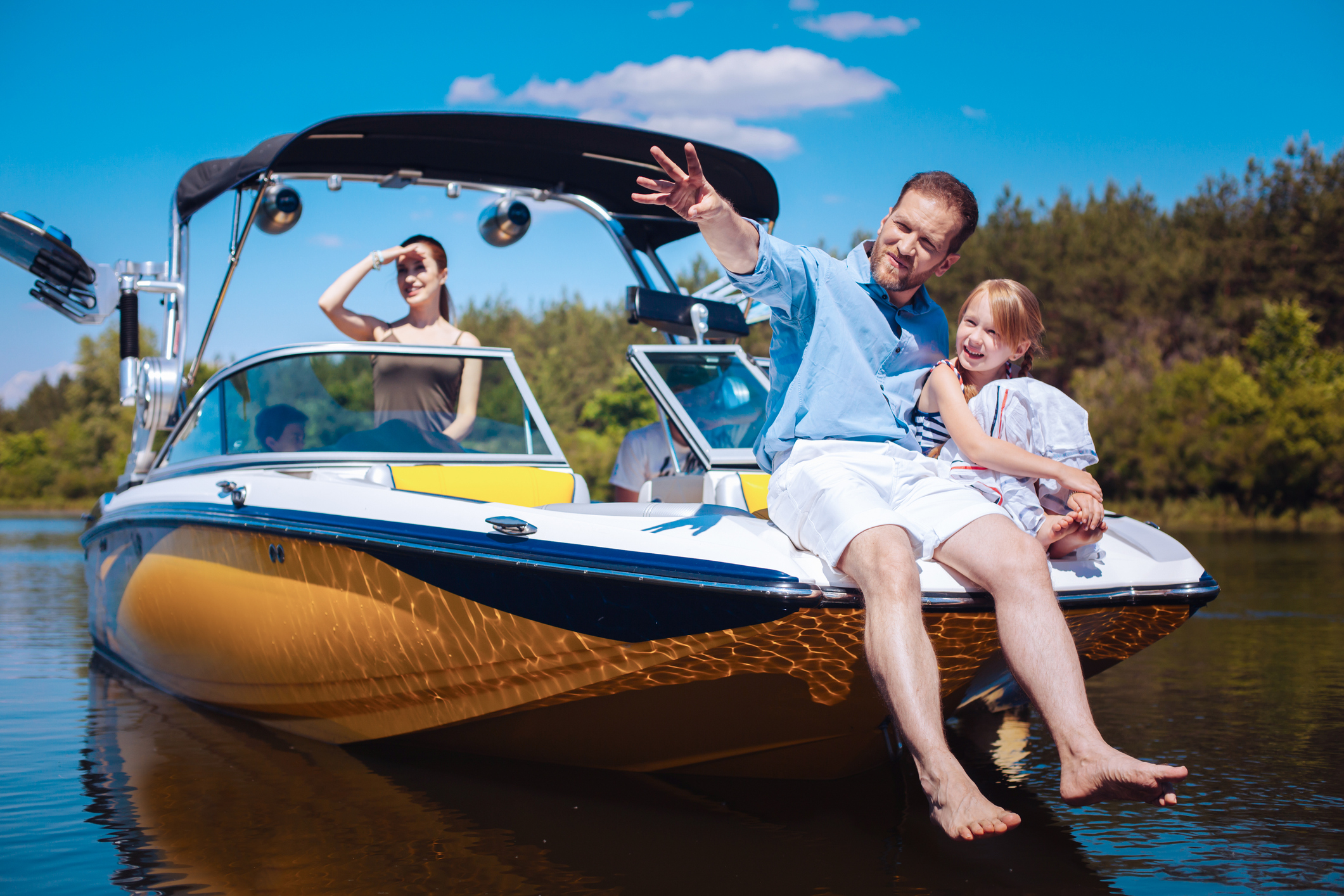 Family on Bow Rider Boat